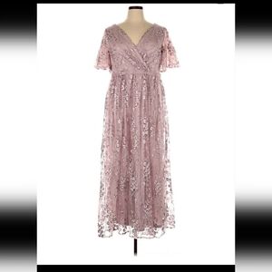 SHEIN Floral Lace Maxi Dress in Soft Pink